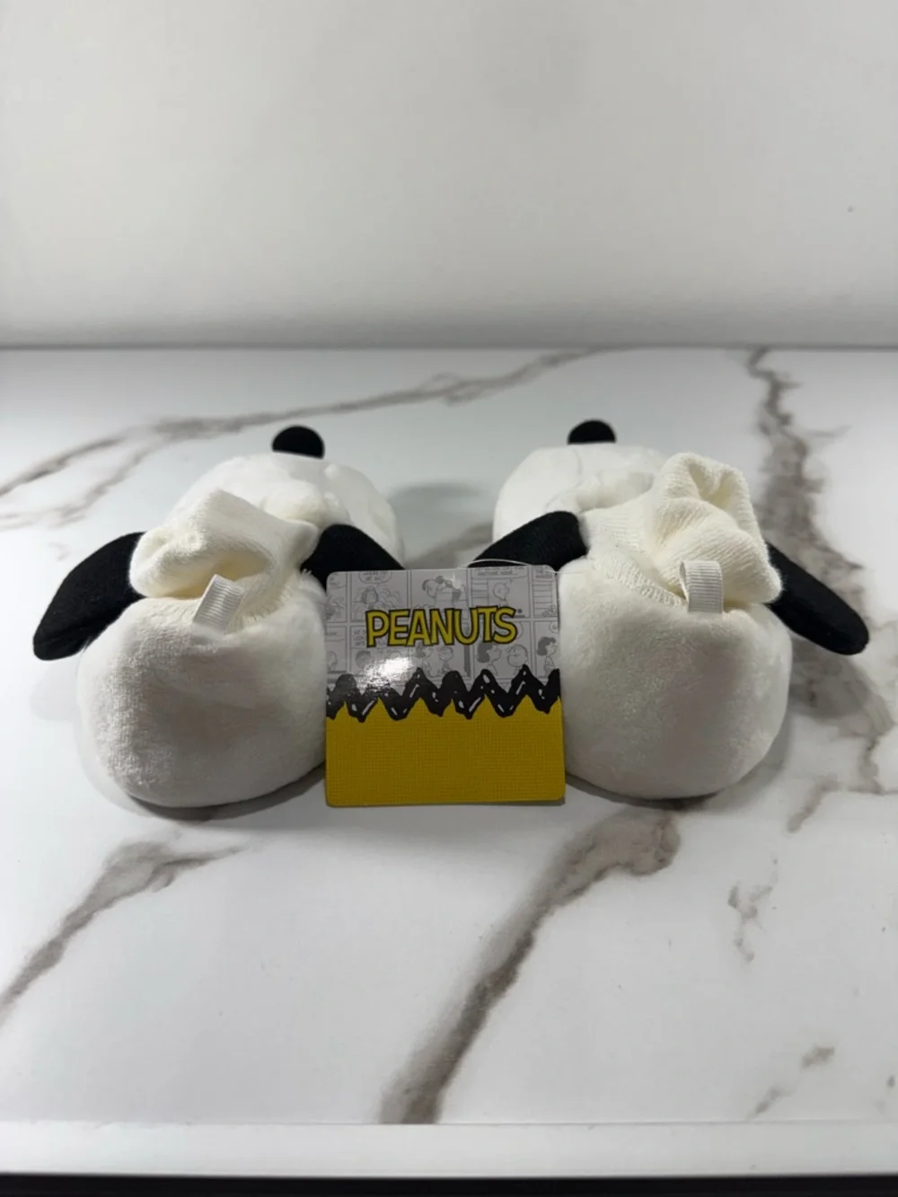 Peanuts Snoopy Plush Black White Children Toddler Boy Girl Kids Slippers, L/9-10